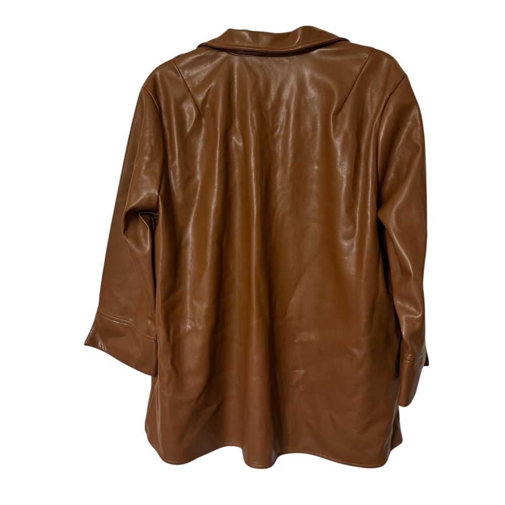 NWT Nordstrom Foxcroft Agnes Faux Leather Pop Over Top - Picture 2 of 6